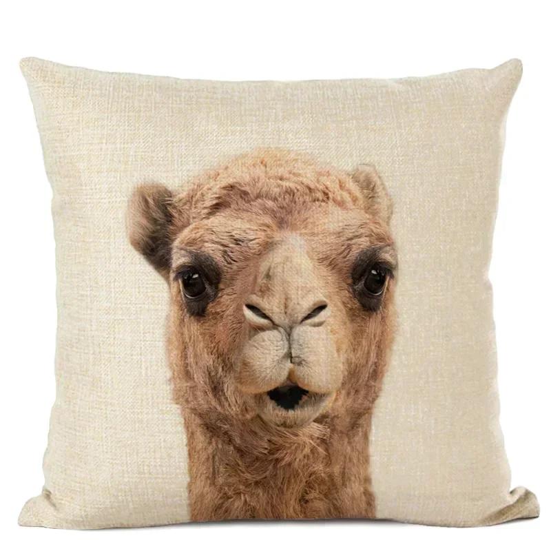 Cute Animal Parrot Linen Pillowcase Deer Wolf Pillows Case For Bedroom Pillow Cover Living Room Decoration Boy Girl Room 45X45Cm
