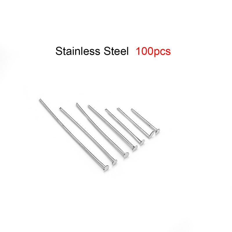 50-100pcs Stainless Steel Flat Head Pins Gold Silver Plated Ball Head Pins Eye Needle For Jewelry Making DIY Earring Accessories