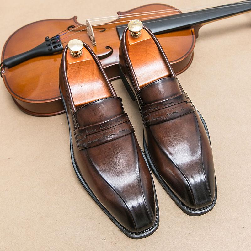 Men's British Formal Leather Loafers - Casual Slip-on Shoes