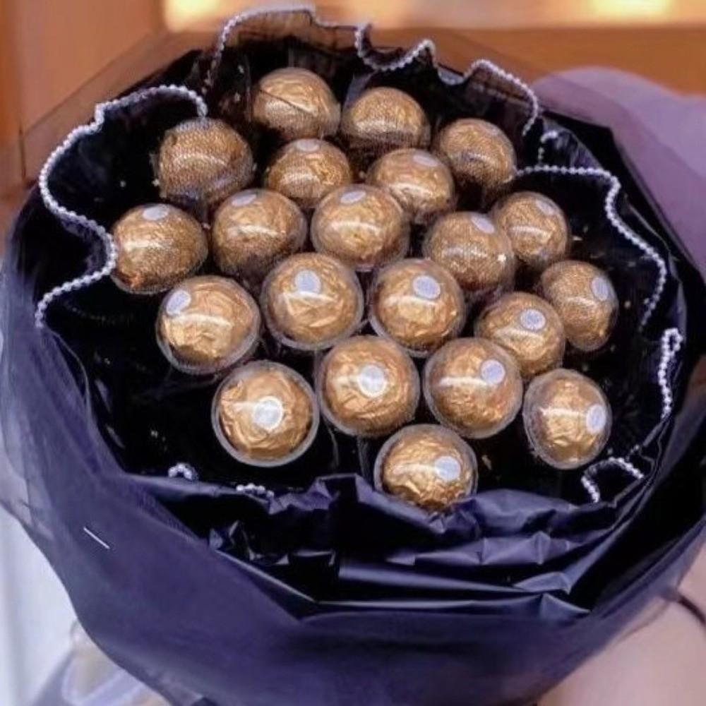 100pcs Transparent Chocolate Flower Plate Box Plastic Practical Chocolate Bouquet Packaging DIY Handmade Round Candy Wrappers