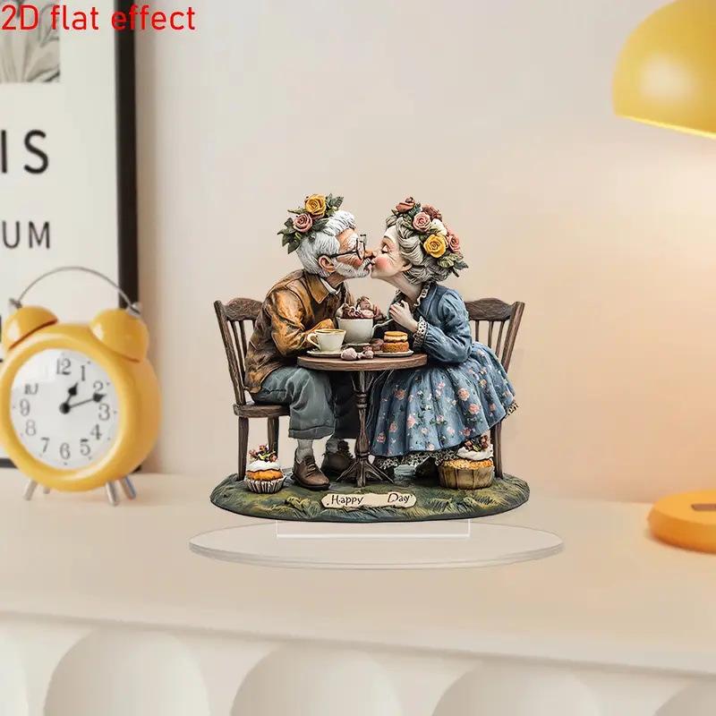 Charming Elderly Couple Acrylic Ornament - Ideal for Valentine's, Home & Party Decor