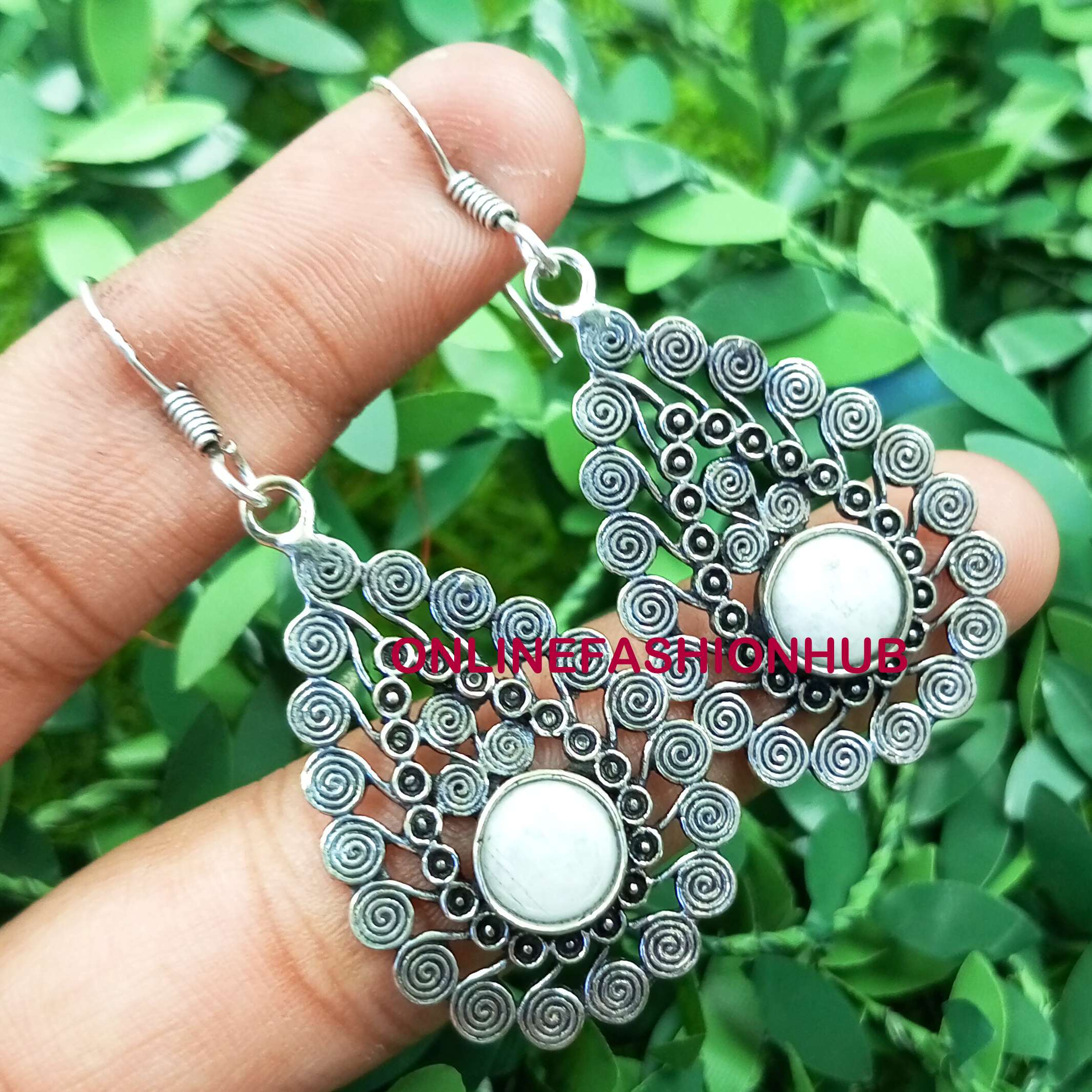 

Драгоценный камень из лунного камня, стерлинговое серебро 925 пробы, покрытые серебром серьги-крючки для девочек, ювелирные изделия NST-CSE65