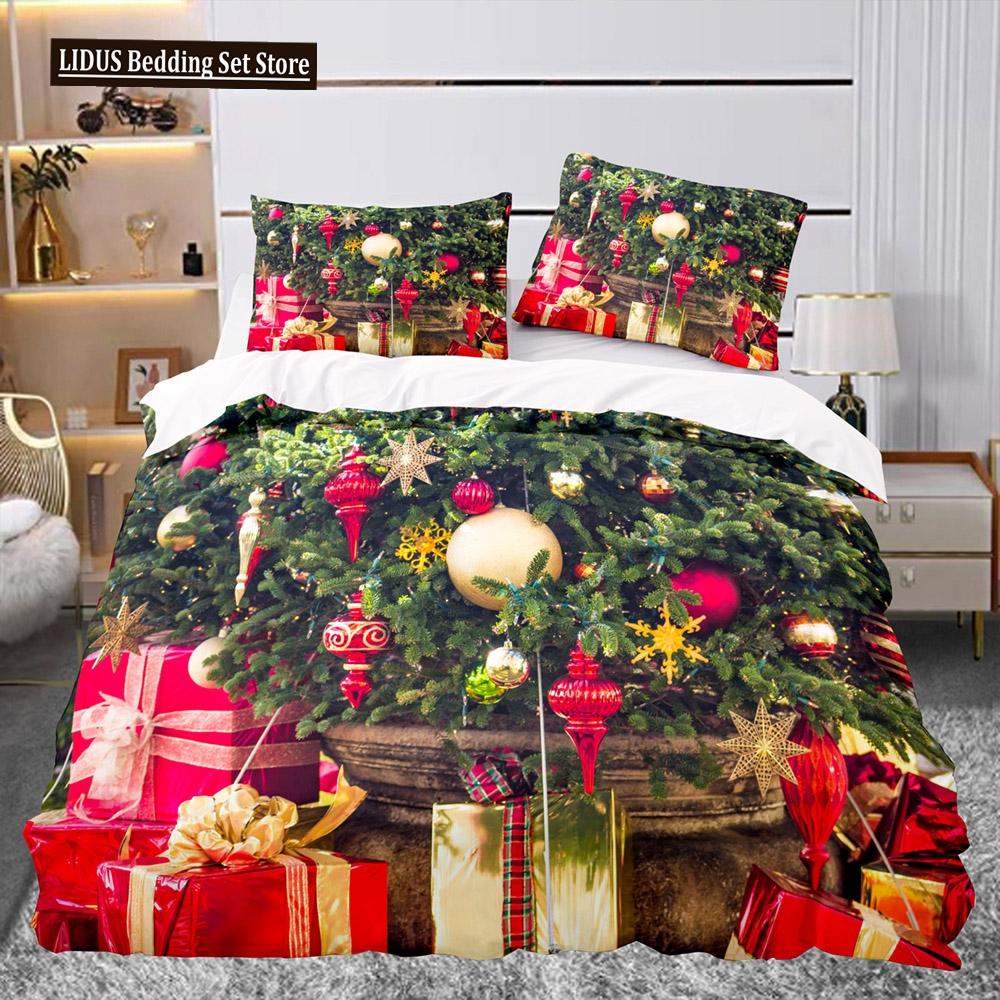 Christmas Gift Pattern Duvet Cover Set Comforter Cover For Kids Boys Girl Teen Polyester Bedding Set King Size With Pillowcases