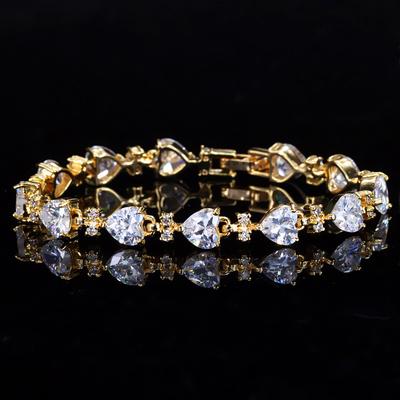 Source Zircon Hand Jewelry Women'S Electroplated Real Gold Heart Bracelet