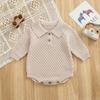 Baby Cotton Knit Polo Neck Romper With Snap Crotch Long Sleeve Toddler Boys Winter