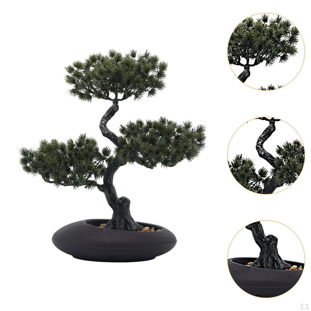 Artificial Bonsai Pine 10.2x13.4inch PP Material for Home Decoration
