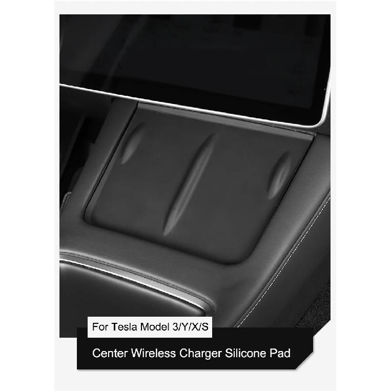 For Tesla Model 3/Y/X/S 2021-2024 Central Control Wireless Charging Silicone Pad Non-slip Pad Dust-Proof Charger Protect Cover