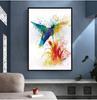 Colorful Abstract Hummingbird Picking Nectar Wall Art Canvas Painting Watercolor Prints Home Decor Pictures Living Room No Frame