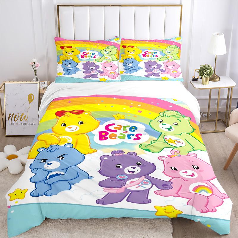Care Bears Rainbow Friends Print 3Pcs Bedding Setduvet Cover With 2 Bedropillowcase Home Birthday Gift