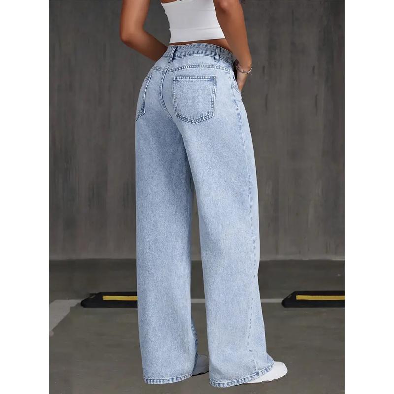 Pantaloni Casual da Donna 2026 a Vita Alta Gamba Dritta Monocolore Jeans Versatili