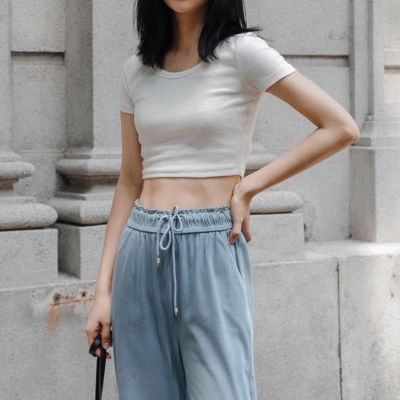 

Women s Summer Ribbed Cotton Stretch Slimming T-Shirt for Dancing and Sports Small рожевий