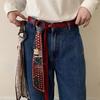 Vintage Rot Schwarz Khaki Hip Hop Dünner Gürtel Dekorative Taille Gürtel Punk Bandana Seidenschal Ledergürtel Für Denim Jeans Frau