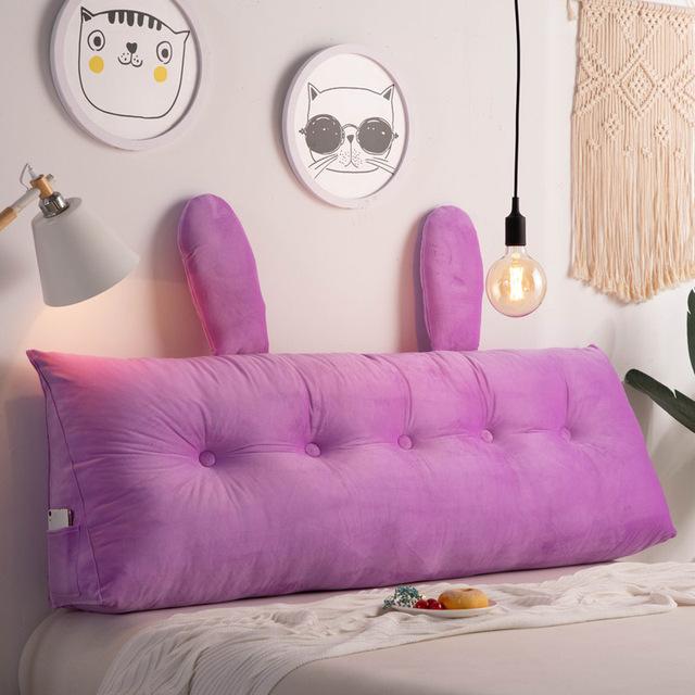 Solid Color Bedside Cushion Large Soft Velvet Backrest Pillow Couple Removable Cute Back Support Pillow Short Plush Seat Cushion