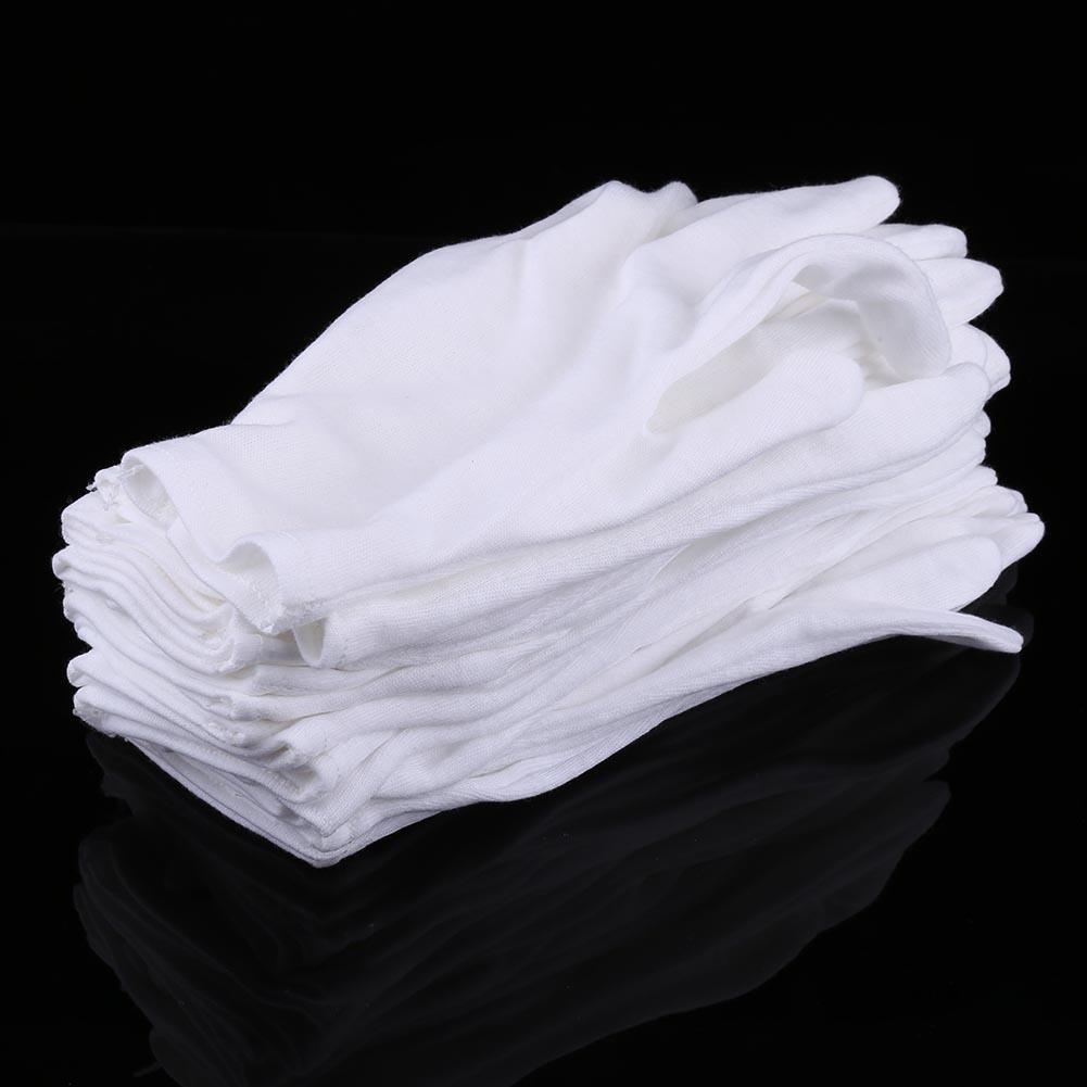 12 Pairs Practical White Cotton Work Safety Glove for Coin Jewelry Silver Inspection Protection