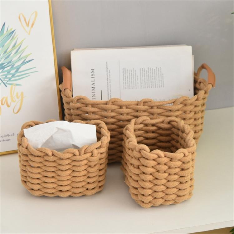 Handwoven Cotton Rope Makeup Holder Decorative Desktop Storage Basket Multipurpose Bedroom Organizer for Cosmetics