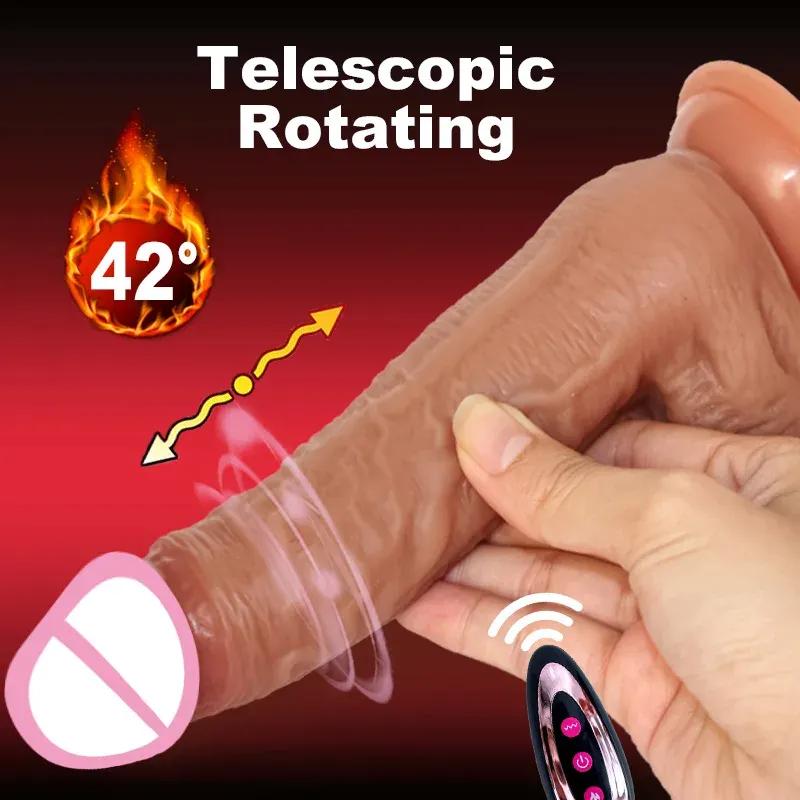 Realistic Dildo Telescopic Vibrator Rotating Penis Adult Dick Vagina Masturbation Anal Plug Heating Dildos Sex Toys For Women