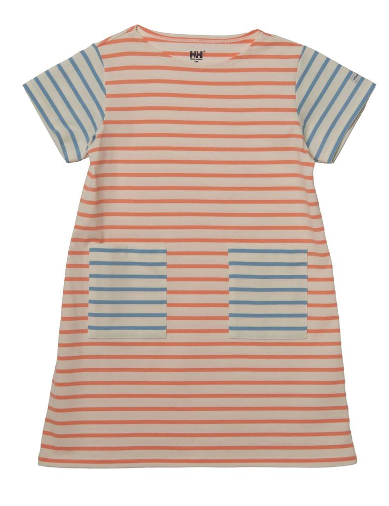 Helly Hansen K S/S HH Marine Border One-Piece Dress, Girls', Off-White/Sheer Orange