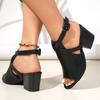 New Large Size Chunky Heel Women's Sandals 2025 Cross-Border Casual Women's Slip-On High Heel Sandals Fish Mouth Shape Rubber