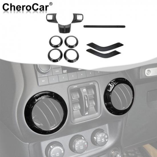 10 PCS Interior Accessories Decoration Cover Kit For 11-17 Jeep Wrangler JK Trim