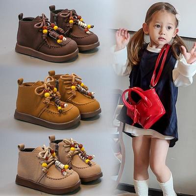 2025 Autumn Girls' Fashion Soft Sole Leather Boots - Versatile Kangaroo Casual Shoe for Baby & Toddler