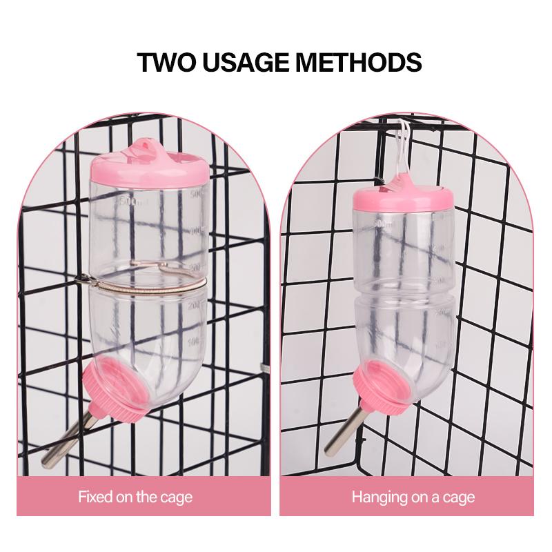 300ml/500ml Plastic Hamster Drinker Water Bottle Dispenser Feeder Hanging Guinea Pig Squirrel Rabbit Pet Drinking Fountain