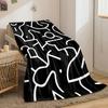 Abstract White Lines and Shapes On a Black Background, Forming Fluid Forms. for All Seasons Blanket Lunch Break Throw Gift