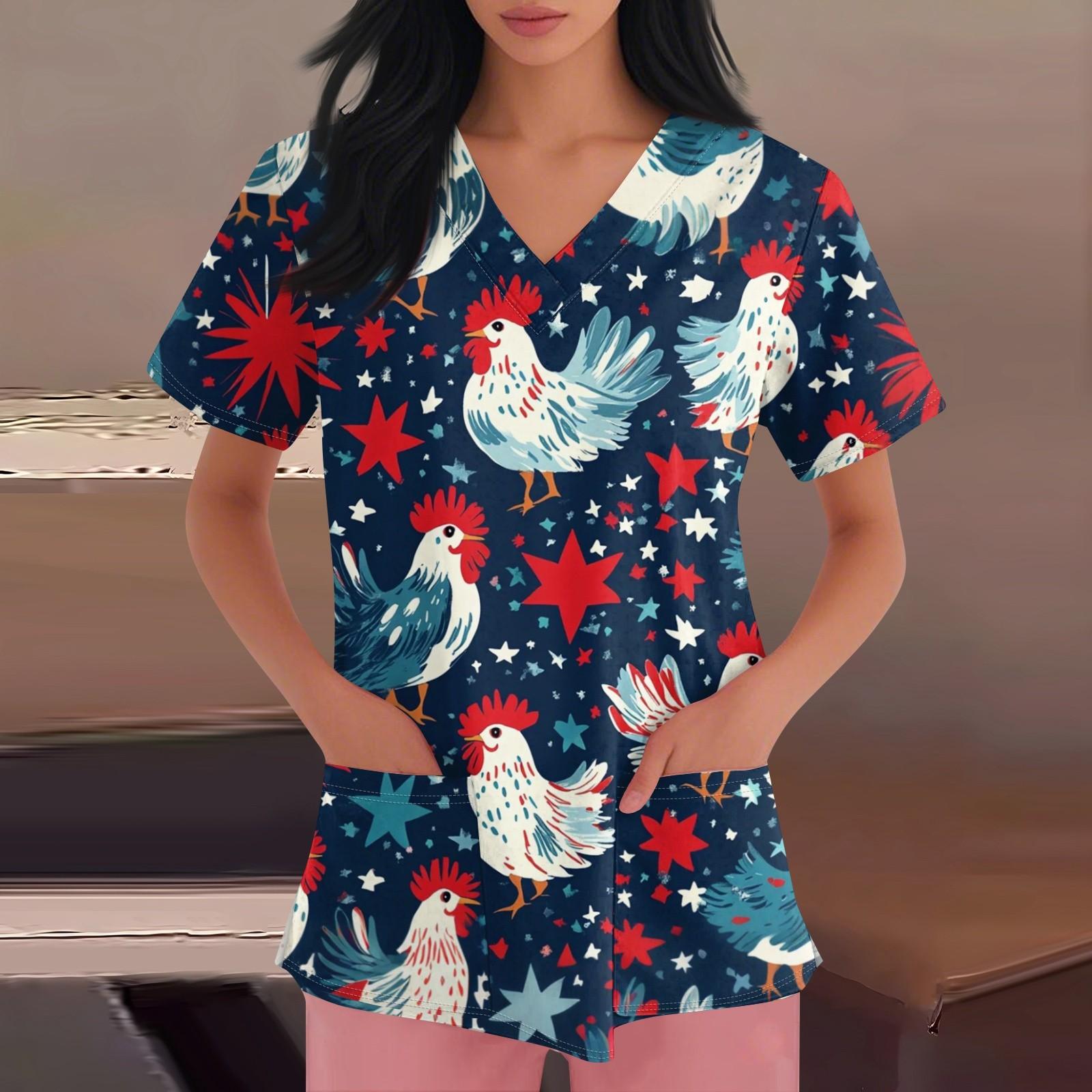 

С Днем святого Валентина, женская мода, V-образный вырез, короткий рукав, рабочая одежда с карманами XXXXXL