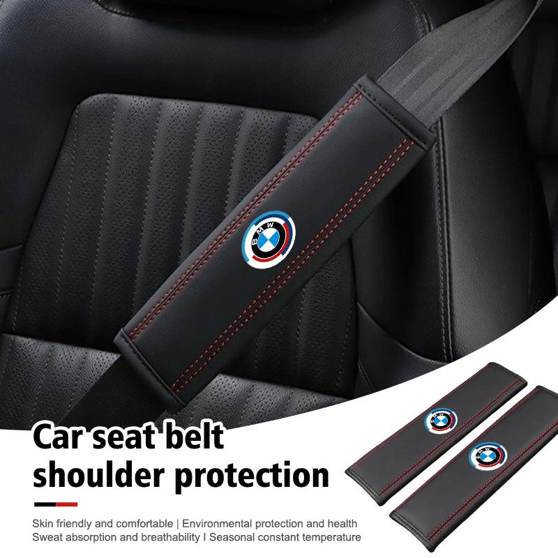 OOYR4 Car Seat Belt Leather Safety Belt Shoulder Cover Protect Pad For BMW X1 X2 X3 X4 X5 X6 F49 F39 F25 G01 F16 G06 G07 F25 F30