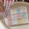 12Grids Dopamine Round Pearl Nail Rhinestones Mixed Size Colorful Pearl Beads Nail Gems Charms Pearls Nail Accessories 3m-5mm #