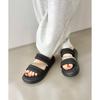 ORiental TRaffic Platform Rhinestone Padded Sandals Soft Cushion Comfort Black 61224
