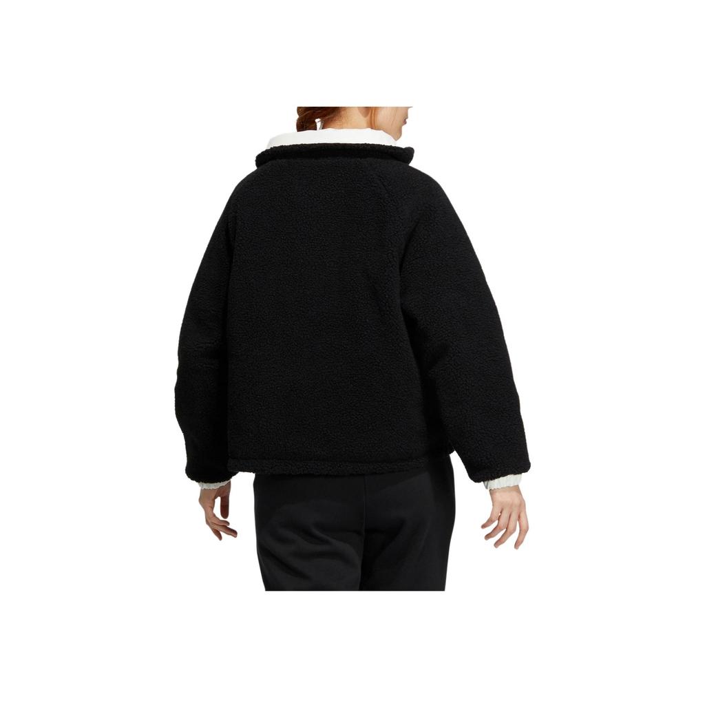 Adidas Sherpa Reversible Hooded Sports Cotton Jacket Women Jacket Black HY7218