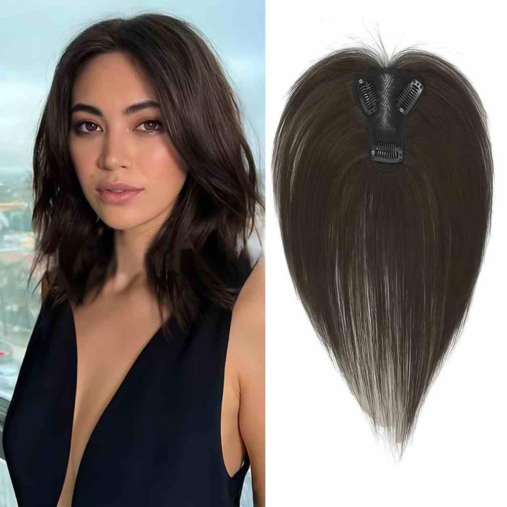 Clip In Natural Synthetic Hair Bangs Fringe Hair Pieces Middle Part Hair Extension Topper For Women Hair Loss