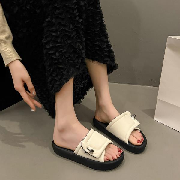 Fashion Slippers Casual Summer Women's Shoes Pantofle Slides Shale Female Beach Luxury 2025 Sabot Soft Flat Leisure Hook & Loop Female S