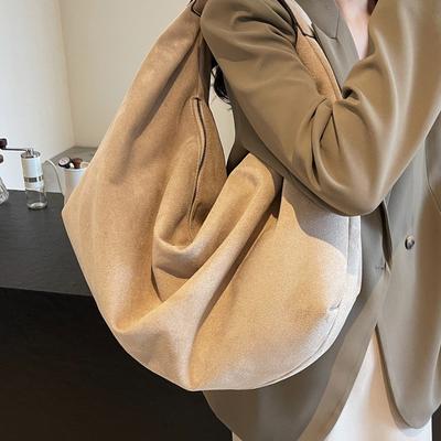 Women's Large Capacity Autumn and Winter Frosted Casual Shoulder Shopping Bag Dumpling Bag