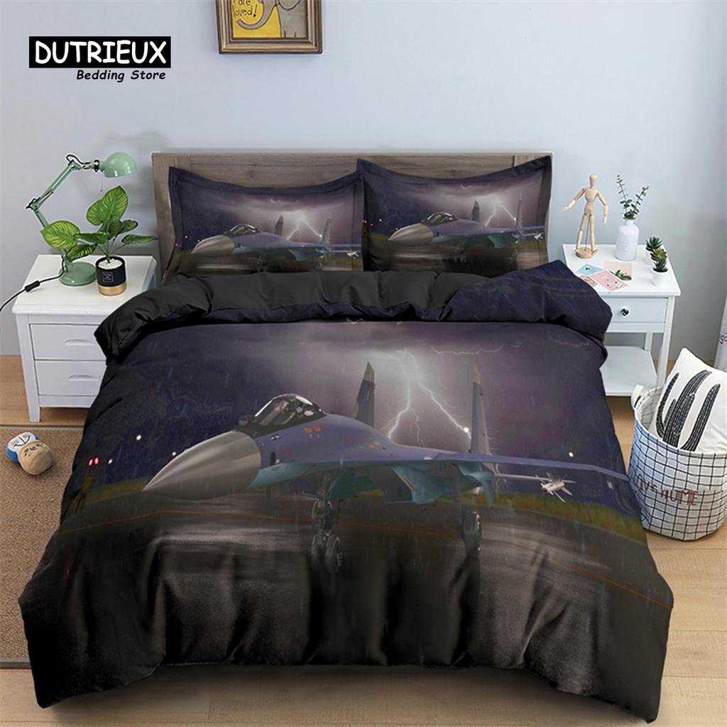 3D Airplane Printed Bedding Set Kids Adults 2/3pcs Duvet Cover With Pillowcase Comforter Bedding Quilt Cover Luxury Bedding Set