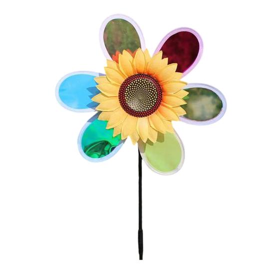 Colorful Windmill Ornaments for Garden and Yard, Decorative Double Layer Pinwheel Spinner for Kids, Outdoor Reflective Pinwheels for Patio Lawn