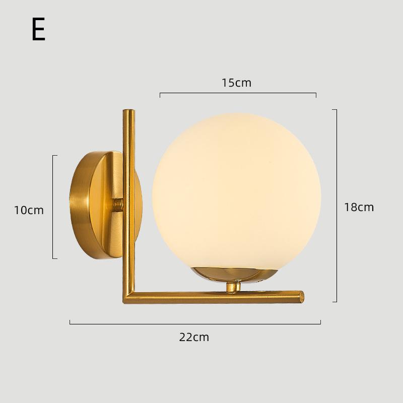 Modern Minimalist Bedside Wall Lamp Nordic Creative Corridor Aisle Glass Led Wall Lights Indoor Living Room E27 AC 110V 220V