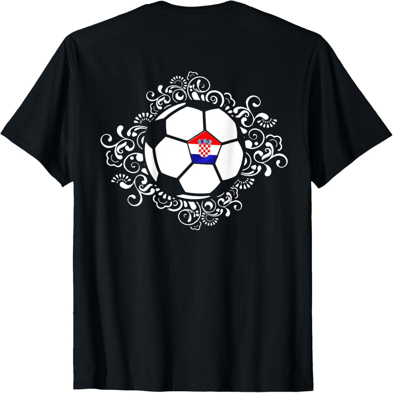 Floral Croatia Soccer Lovers Jersey Croatian Football Flower T-Shirt S