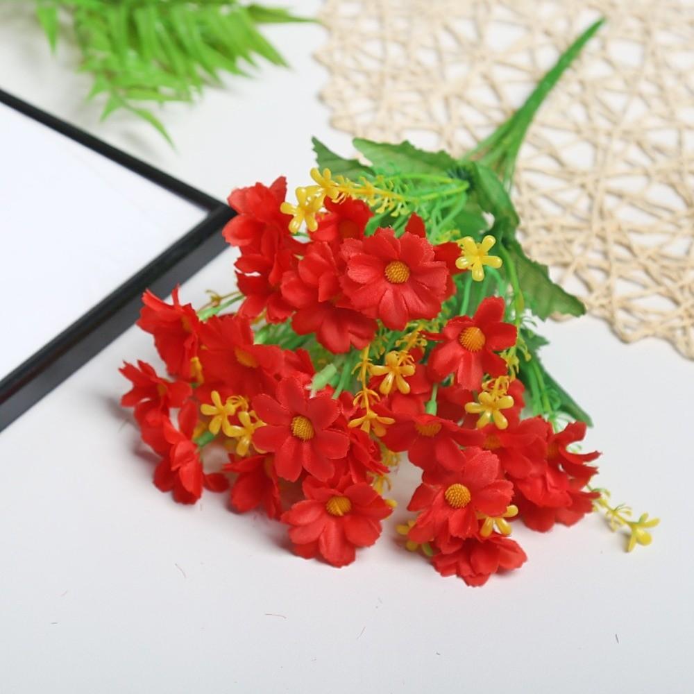 New 28 Flower Artificial Daisy Plastic DIY Fake Daisy Colorful Silk Persian Chrysanthemum Home Decor красный