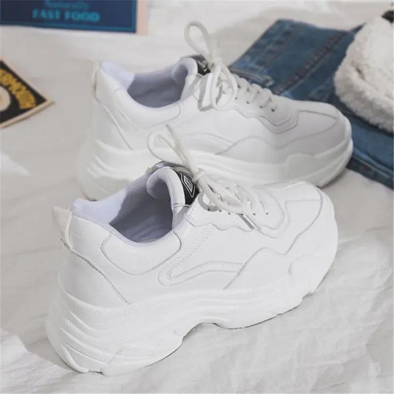 

New Designer Women Casual Shoes PU Leather Platform Shoes Gym Sports Jogging Sneakers Basket Chaussures Femme Mujer 36