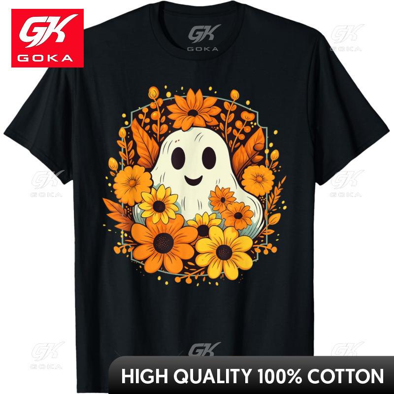 

Flower Ghost Halloween Cute Ghost Horror Fun Unisex and Women Gift Top Tshirt Funny Vintage Graphic T Shirts 4XL