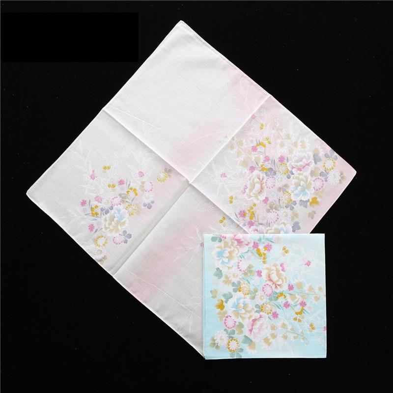 3 Stücke 43x43cm Reine Baumwolle Japanischen Koreanischen Stil Blume Gedruckt Frauen Taschentücher Quadratische Handtücher Tee Party Gefälligkeiten Für damen