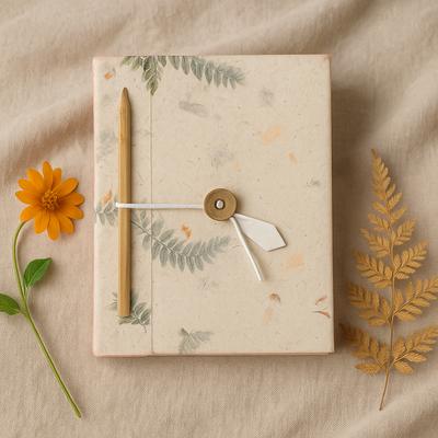 Handmade Lokta Pressed Flower Journal 15x12cm 90 Pages