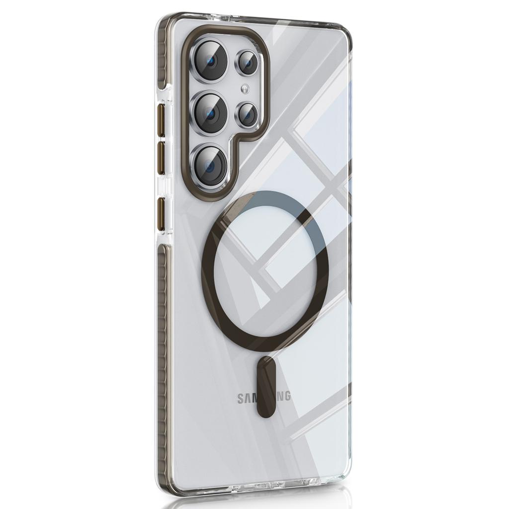 Capa magnética ultrafina IMD transparente PC+TPU para Samsung Galaxy S24, capa traseira à prova de choque e airbag