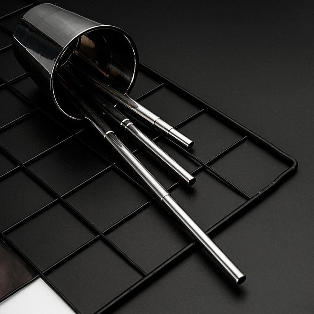Stainless Steel Drinking Straw Outdoor Portable Reusable Tableware Shrink Straw Bubble Tea Coffee Telescopic Straws