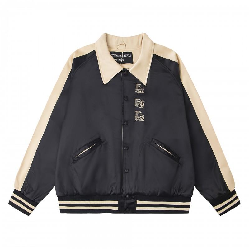 Unisex Oversized Patchwork Hoodless Bomber Jacket Cotton-Lined Casual Streetwear Outerwear Fall
