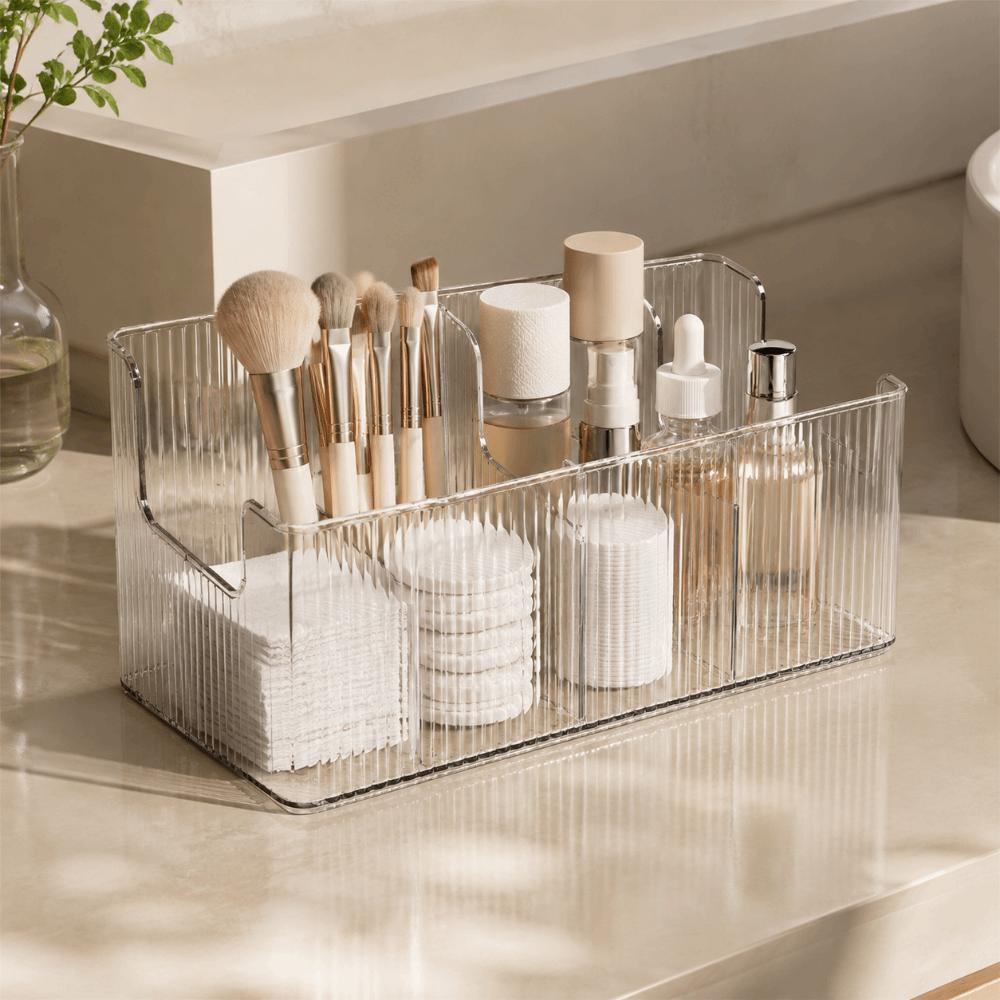 Transparent Storage Container Removable Dividers Organizing Box Home Supplies Display Rack Makeup