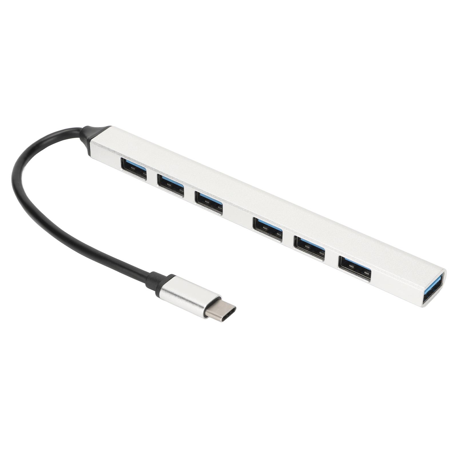 7 Port USB Hub 5Gbps 1 USB3.0 6 USB2.0 Aluminum Alloy Simple Design Multiport USB Hub Splitter