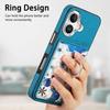 For iPhone 16 Case Kickstand Leather Coated TPU Pattern Back Cover