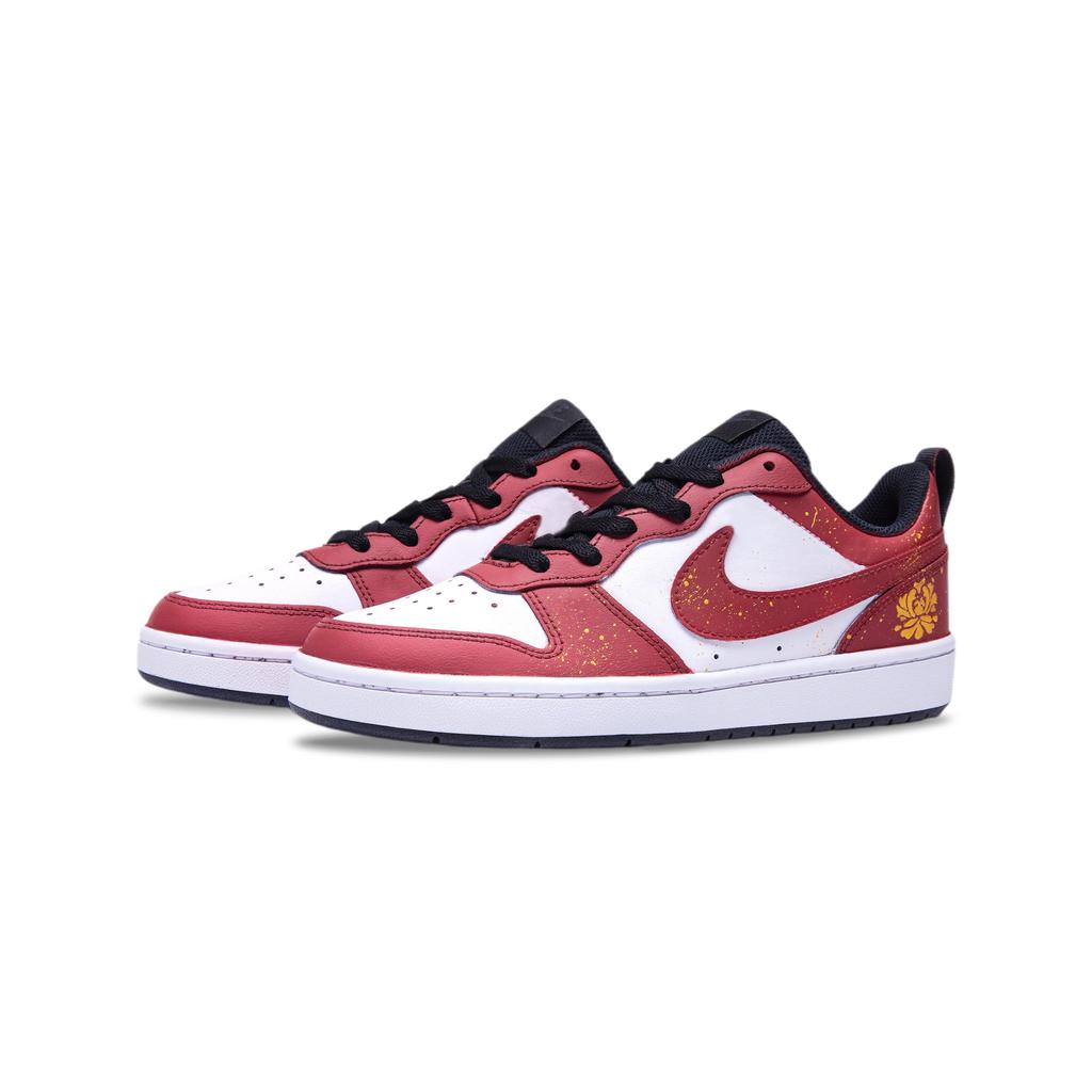 Nike Court Borough Piele Rezistent la Alunecare Ușor Antiderapant Ușor Partea de Jos Joasă Pantofi Skateboard GS Roșu Alb BQ5448-115(Echipa266-)